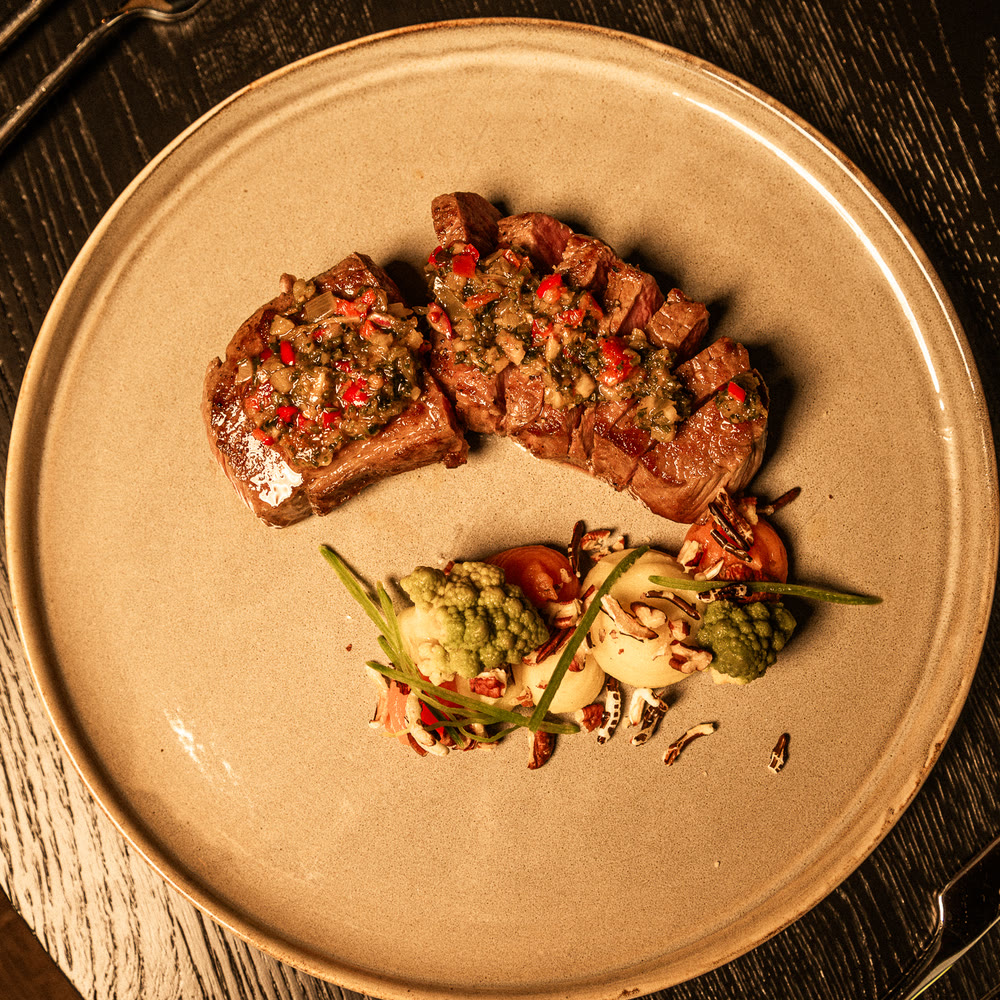 Entrecote, van bovenaf